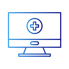Monitor digital healthcare icon with blue gradient outline style. pictogram, isolated, monitoring, equipment, notebook, phone, app. Vector Illustration