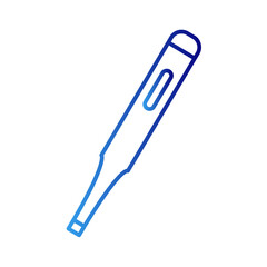 Thermometer digital healthcare icon with blue gradient outline style. diagnostic, summer, outline, fever, technology, measure, hand. Vector Illustration
