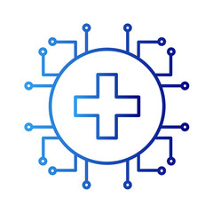 Digital digital healthcare icon with blue gradient outline style. tech, analysis, device, advertising, computing, money, chart. Vector Illustration