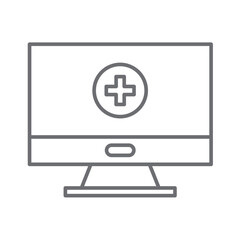Monitor digital healthcare icon with black outline style. pictogram, isolated, monitoring, equipment, notebook, phone, app. Vector Illustration
