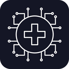 Digital digital healthcare icon with black filled line outline style. tech, analysis, device, advertising, computing, money, chart. Vector Illustration