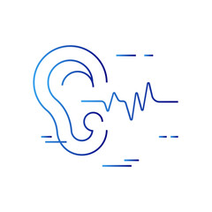 Impulse digital healthcare icon with blue gradient outline style. sound, soundwave, equalizer, mental, human, beat, frequency. Vector Illustration