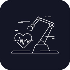 Robotic surgery digital healthcare icon with black filled line outline style. line, futuristic, tech, industry, future, concept, innovation. Vector Illustration