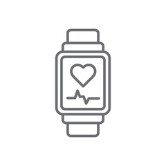 Smartwatch digital healthcare icon with black outline style. wireless, heart, web, health, smartphone, black, simple. Vector Illustration