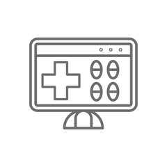 Medicine digital healthcare icon with black outline style. stroke, isolated, illness, medicament, flat, clinic, collection. Vector Illustration