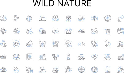 Wild nature line icons collection. Strategy, Targeting, Branding, Advertising, Promotion, Analytics, Engagement vector and linear illustration. Creative,Conversion,Content outline signs set