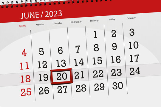 Calendar 2023, deadline, day, month, page, organizer, date, June, tuesday, number 20