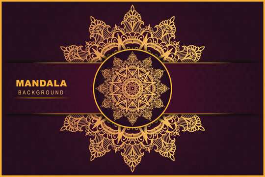 Luxury mandala design with golden and red color unique pattern background premium vector