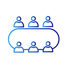 Group meeting icon with blue gradient outline style. seminar, conference, handshake, success, connection, simple, website. Vector Illustration
