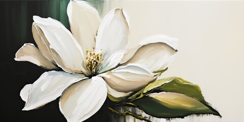 Fototapeta na wymiar AI Generative. AI Generated. White ink oil paint flower on canvas. Artist calm peace romantic love vibe. Graphic Art