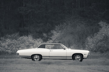 Classic American oldtimer vintage muscle car of the 1960s - 1970s