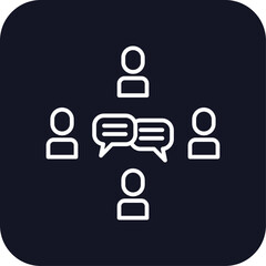 Communication meeting icon with black filled line outline style. collection, flat, call, collaboration, strategy, website, chart. Vector Illustration