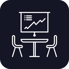 Meeting room meeting icon with black filled line outline style. strategy, round, board, together, brainstorming, professional, occupation. Vector Illustration