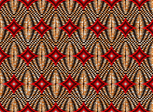 Ankara seamless pattern, straight lines and curves, textile art, tribal abstract, geometrics shape image, background, fashion artwork for Fabric print, clothes, scarf, shawl, carpet