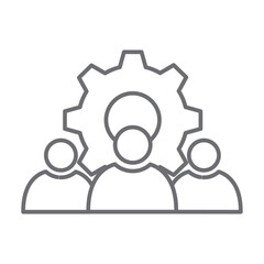 Team crisis management icon with black outline style. logo, handshake, hand, conference, strategy, idea, support. Vector Illustration