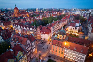 Aerial view of Gdansk old town, Poland