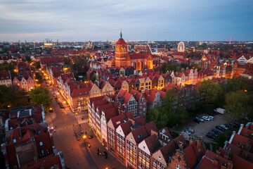 Aerial view of old town of Gdansk, Poland
