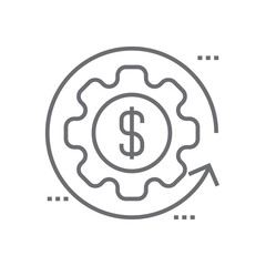 Financial management crisis management icon with black outline style. application, pay, risk, collection, development, process, idea. Vector Illustration