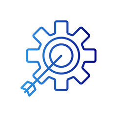 Optimization crisis management icon with blue gradient outline style. financial, engine, productivity, industry, online, implement, finance. Vector Illustration