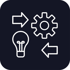 Implement crisis management icon with black filled line outline style. customer, preferences, engineer, resource, machinery, develop, improvement. Vector Illustration