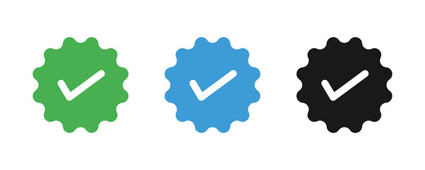 Approved symbol, Profile verification check marks vector icons