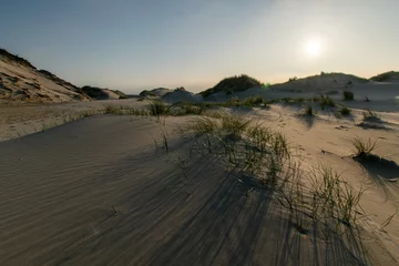 Fototapeten sunset with dunes and seamist © Evelien