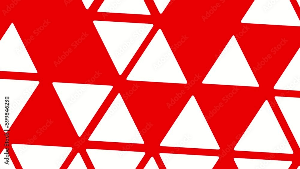 Poster red-white abstract video background from triangles. rendering animation.