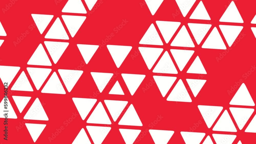 Poster red-white abstract video background from triangles. rendering animation.