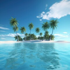 Obraz na płótnie Canvas Beach with palm trees, generative ai