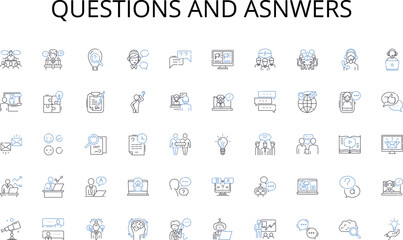 Questions and asnwers line icons collection. Fitness, Workout, Pliability, Sweat, Flexibility, Muscles, Endurance vector and linear illustration. Movement,Health,Strength outline signs set