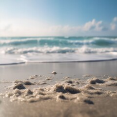 Seascape abstract beach background blur, generative ai