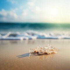 Fototapeta na wymiar Seascape abstract beach background blur, generative ai