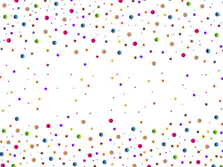 Mixed colors dots, particles, round confetti background for happy moments card design, vector