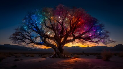 Obraz na płótnie Canvas tree, lights, color, landscpae, 