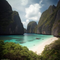 Naklejka premium Tropical beach, Thailand, generative ai