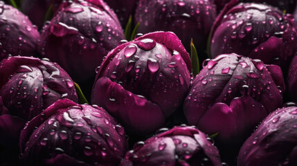 Obraz premium Background of Peony with raindrops created with generative AI technology