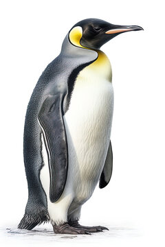 Drawing style scientific illustration of an emperor penguin. Generative AI.