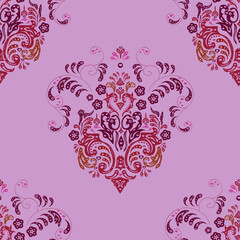 Seamless pattern with interesting doodles on colorfil background.