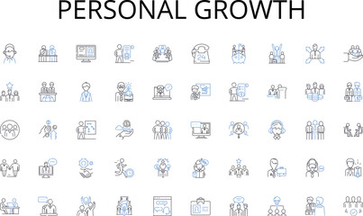 Personal growth line icons collection. Fitness, Exercise, Health, Strength, Conditioning, Endurance, Agility vector and linear illustration. Muscle,Cardio,Wellness outline signs set
