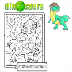 prehistoric dinosaur pachycephalosaurus, coloring book