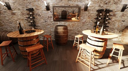 Realistic 3D Render of Winery Restaurant