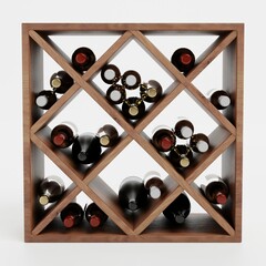 Realistic 3D Render of Wines on Rack