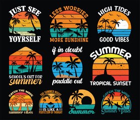 Summer T shirt Design Bundle, Vintage Summer T shirt  design, Beach shirt, Summer typography T shirt design Collection