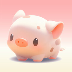 Cute mini pig with a kind smiling face and big eyes.