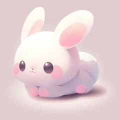 Obraz na płótnie Canvas Cute little bunny with a kind smiling face and big eyes.