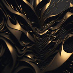 Golden and Black Metal Waves Generative AI 