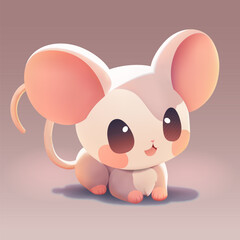 Cute little mouse with a kind smiling face and big eyes.