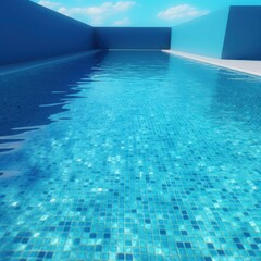 Swimming pool clear blue water , generative ai