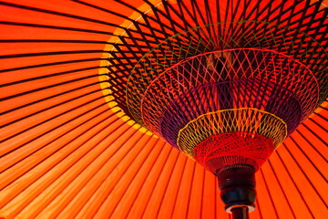 赤、和傘、傘、雨、紙、伝統、工芸、