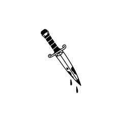 vector illustration of a dagger with fire